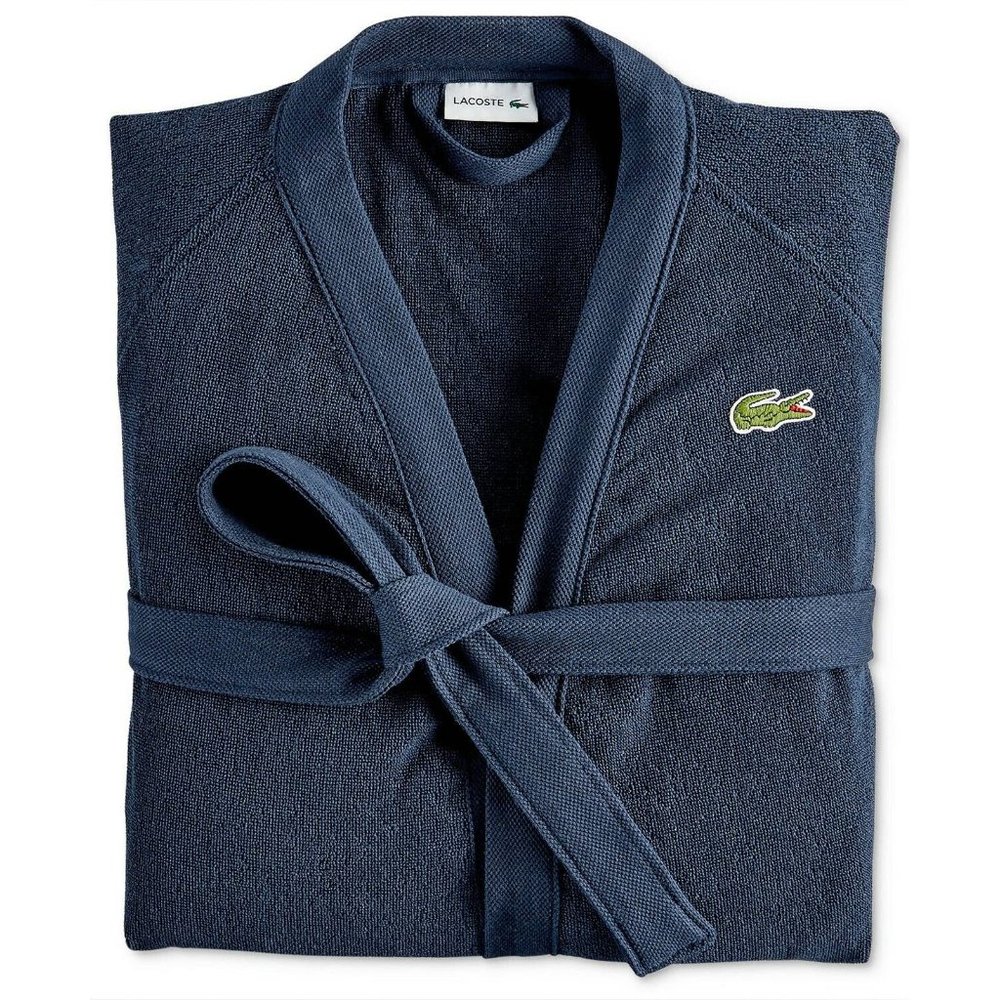 Lacoste Men's Navy 100% Cotton Terry Bath Robe